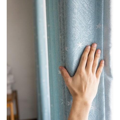 Fresh Pure Color Diamond Linen Star Curtain Geometric Printing New Nordic Simple Modern Curtains for Living Room Bedroom