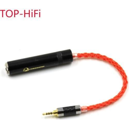 TOP-HiFi DIY UPOCC-Single-Crystal Silver Plated 2.5mm TRRS Balanced Male to 1/4 6.35mm TRS 3pin Female Audio Adapter Cable