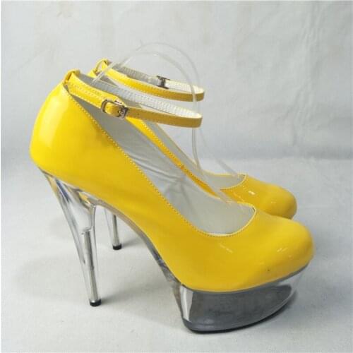 15cm cm high heel shoe, yellow sexy model runway shoes, high heel temptation club Dance Shoes