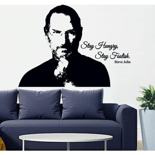 Inspirational Quotes Wall Decal Steve Jobs Portrait Words Door Window Vinyl Stickers Teens Bedroom Studio Interior Decor M995