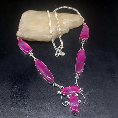 Gemstonefactory Jewelry Big Promotion 925 Silver New Coming Botswana Agate Charms Women Chain Necklace 50cm 202101606