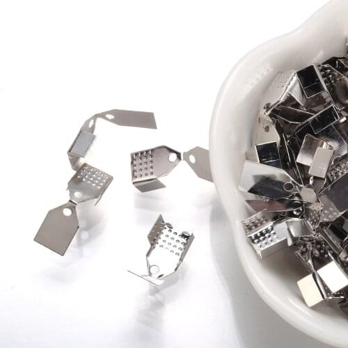 50 pcs Cove Clasps Cord End Caps String Ribbon Leather Clip Tip Fold Over Clasp Crimp Bead Connectors For DIY Jewelry Making