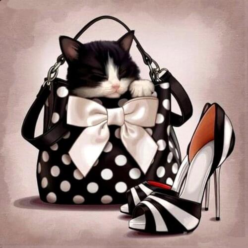 JMINE Div 5D Cat Shoes Womens bags Full Diamond Painting cross stitch kits art High Quality Animal 3D paint by diamonds