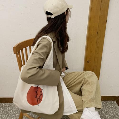 Ladies Printing Cloth Totes Shoulder Bag Women Cotton Shopping Women Eco Reusable Shopper Bags Canvas messenger Bag