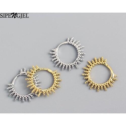 SIPENGJEL Silver Color Small Bead Circle Hoop Earrings Creativity Personality Circle Cute Earring For Women Party Jewelry 2021