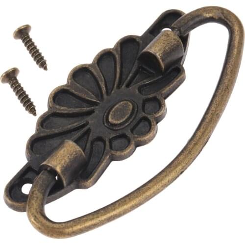 1Pc 81x40mm European Furniture Hardware Wooden Box Furniture Pull Handle Vintage Cupboard Cabinet Knob and Handle Antique Bronze