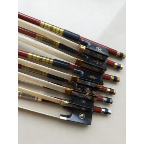 1 PC Violin Wood Bow 4/4 Brazil Wood Violin Bow Ebony Frog Hawksbill Frog White Stallion Horse Tail Hair