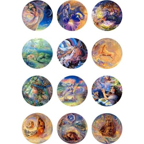 10mm 14mm 16mm 12mm 20mm 25mm 421 12pcs/lot Painting Mix Round Glass Cabochons Jewelry Findings 18mm Snap Button Charm Bracelet