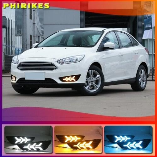 2PCS For Ford Focus 3 mk3 2015 2016 2017 2018 Turn signal and dimming style Relay 12V LED Car DRL daytime running light Fog lamp