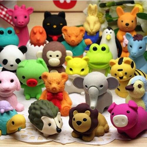 30 Pack Pencil Erasers Random Collectible Animal Erasers Novelty Realistic Puzzle Erasers for Party Favors Games Prizes Carnival