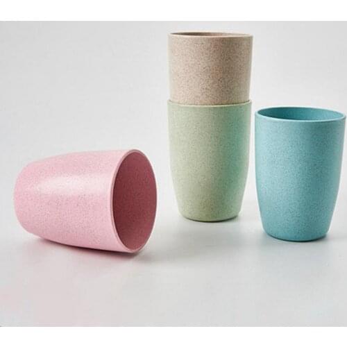 4pcs Eco-friendly Creative Water Cups Wheat Straw Cups Toothbrush Cups Household Couple Toothbrush Wash Cup