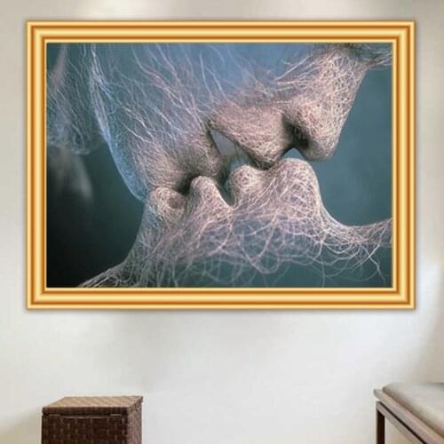 5D DIY Diamond Painting Couple Kiss Cross Stitch Full Drill Square Diamond Embroidery Mosaic Art Picture of Rhinestones Decor
