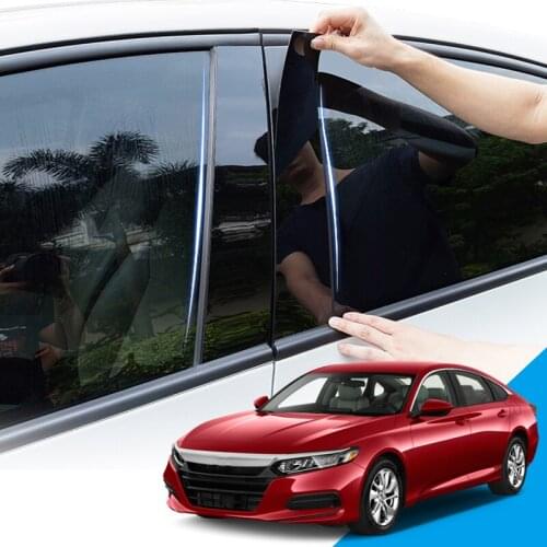 6pcs Car Styling PVC Car Window Pillar Trim Sticker Middle BC Column Sticker External Car Accessories For Honda Accord 2008-2020