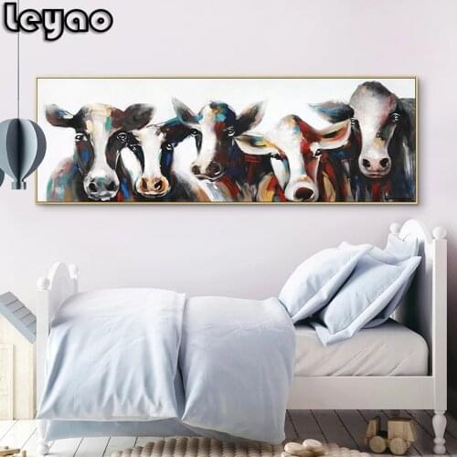 Abstract Diamond painting 5d of Five Cows Cross Stitch Diamond Embroidery Mosaic Wall Art Painting For Living Room Home Decor