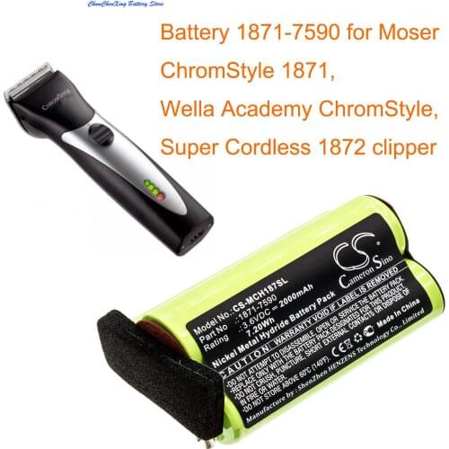 Cameron sino 2000mAh Battery for Moser ChromStyle 1871, Wella Academy ChromStyle, Super Cordless 1872 clipper