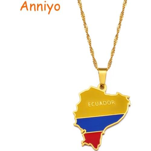 Anniyo Ecuador Map With Flag Pendant Necklaces Ecuadorian Jewelry #214621