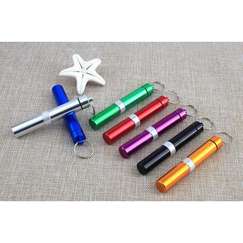 DHL Free Aluminium Alloy Waterproof Pill Box Case Container Capsule Bottle Keychain Travel Outdoor Portable Seal Pill Case