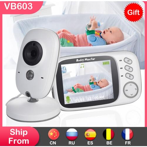 Wireless Baby Monitor 3.2 inch LCD IR Night Vision 2 way Talk 8 Lullabies Temperature monitor video nanny radio baby camera