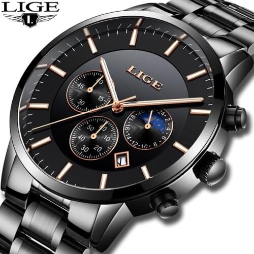 Top Brand LIGE 9893 Mens Luxury Multifunctional Military Sport Watch Casual Business Waterproof Quartz Wristwatches Male Clock