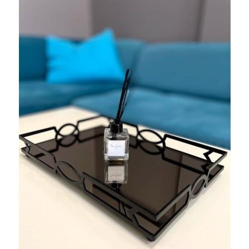 Decorative The Zeugma Mirrored Metal Black Tray 30cm x 40cm Decorating Storage Tray Cake Tools Home Decor Living room Decoration