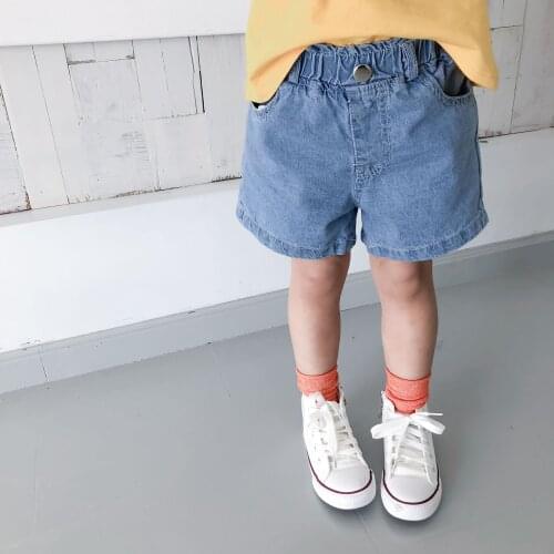 Summer New Toddler Kids Shrots Casual Boys Girls Solid Loose Denim Short Pants 2-7 Y Baby Korean Short Jeans Children Clothing