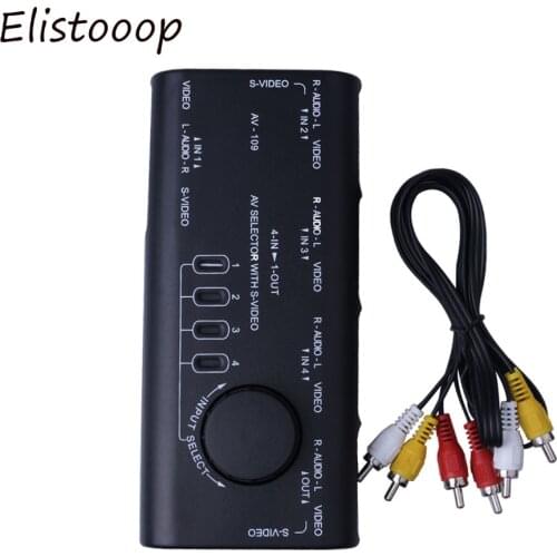 Elistooop 2018 Hot Audio Video Switch AV Audio Video Signal Switcher 4 Input 1 Output Switch with RCA cable for TV game player