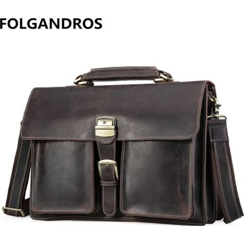 FOLGANDROS Men's Leather Briefcases