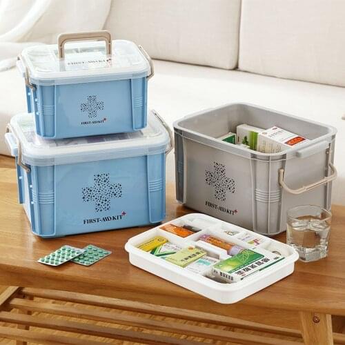 First Aid Kit Box Medicine Box Plastic Container Emergency Kit Portable Multi-layer Large Capacity Medical Storage Organizer