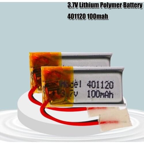 100mAh 3.7v 401120 Lithium Li-Po Polymer Battery For Bluetooth earphone 3D glasses Selfie stick Polymer MP3 Rechargeable Battery