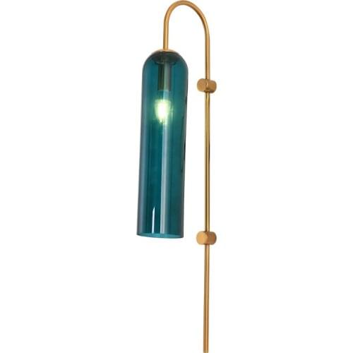Nordic Post Modern Retro Led Gold Creative Blue And White Glass Tube Wall Light Living Room Bedroom Hotel Lobby Wall Lamp Home