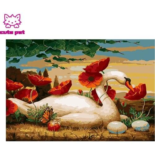 New diamond painting Swan, flower cross stitch 5d diy diamond embroidery full Square round diamond mosaic