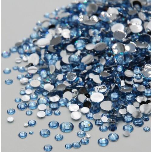 Wholesale Mixed Sizes Light Blue Color 3D Nail Art Stone Decorations Glitter Fire Rhinestone For Nails Nail Supplies