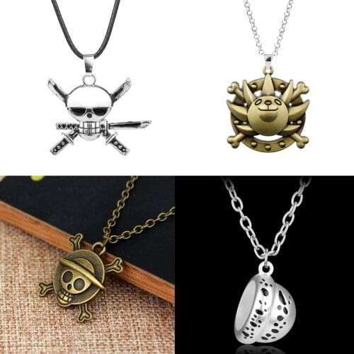 Japanese Anime Necklace Pirate Luffy Zoro Skull Skeleton Thousand Sunny Metal Pendant Necklace For Women Men