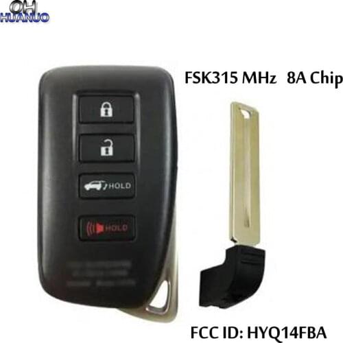 4 Button FSK315 MHz Full Intelligent Remote Key (SUV) Board 2110 8A CHIP FCC ID: HYQ14FBA for Lexus_NX200 (Matte Surface) TOY12
