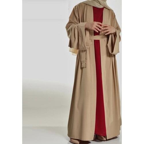 Hot Sale Simple muslim Dress Smooth Silky Elegant pure color Robes Long Muslim Dress Women Modest Wear Clothing EID robes F2078f