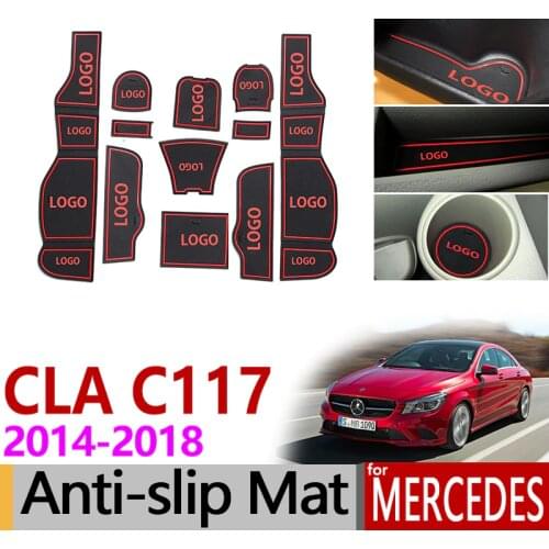 Anti-Slip Gate Slot Mat Rubber Coaster for Mercedes Benz CLA C117 W117 Accessories 2014 2015 2017 2018 180 200 220 250 AMG 45