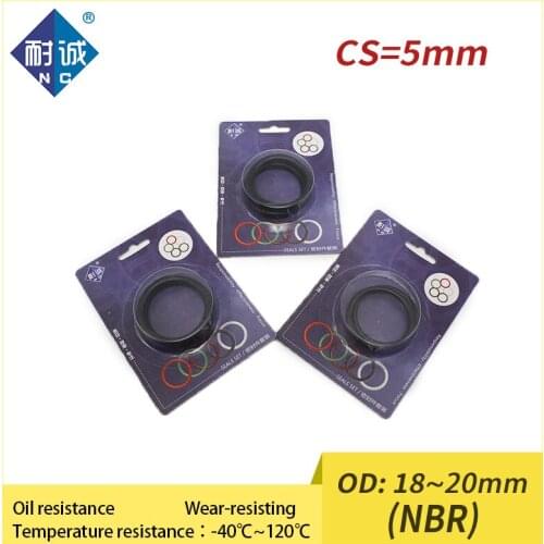 Rubber Ring Black NBR Sealing O-Ring thickness CS 5mm OD18/20mm waterproof oil resistance Boxed nitrile Gasket Oil Ring
