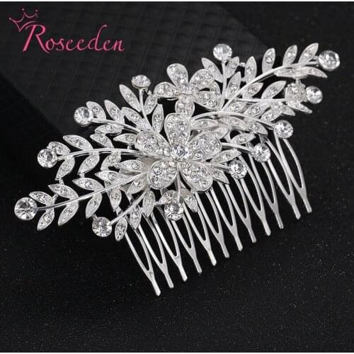 Garden floral flower wedding hair comb accessories lovely sparkling crystal anniversary gift headpiece RE889