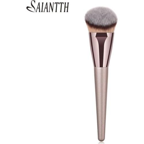 Saiantth Champagne coffee tube single foundation brush Oblique Buffing Sculpting makeup brushes Tapered wood cosmetic beauty