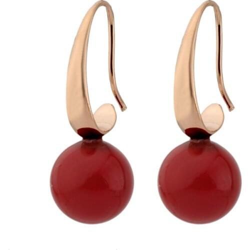 New Round Shell Pearl Long Earrings 585 Rose Gold Color Drop Earrings Women Simple Wedding Party New Fashion Earrings Gift