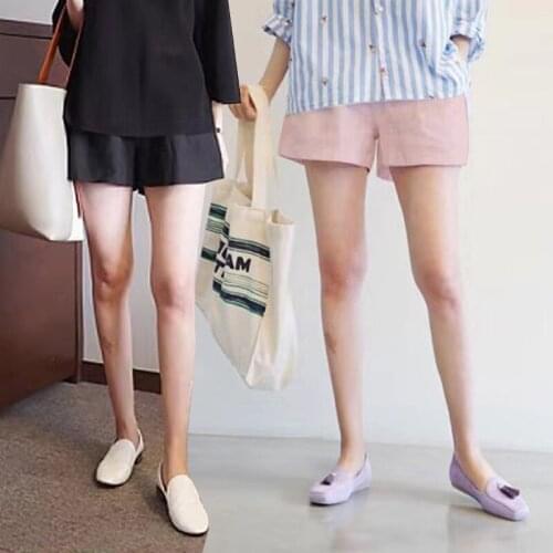Cotton Linen Maternity Shorts For Pregnant Women Summer Thin Wide Leg Loose High Waist Adjustable Belly Short Pants Pregnancy