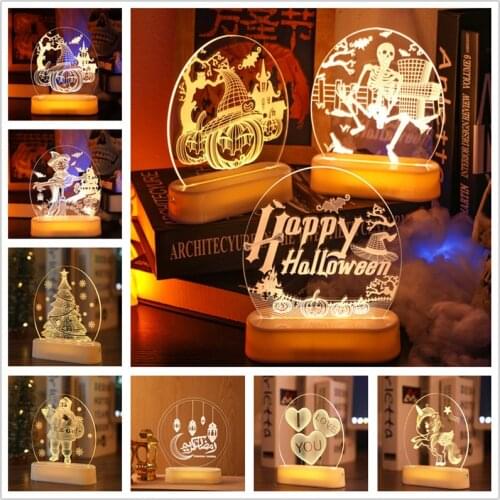 Halloween Scary Skeleton Pumpkin 3D Led Night Lights Halloween Party Decoration Eid Mubarak Wedding Christmas Decoration Navidad