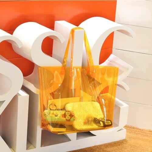 Fashion Summer Bag transparent PVC Handbags purse Women Shoulder Bag Jelly Big Beach swim Bag for Girls Large Shopping Tote
