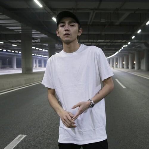 High street style front short back long split plain all-match bottoming shirt Quan Zhilong the same trendy loose T-shirt s