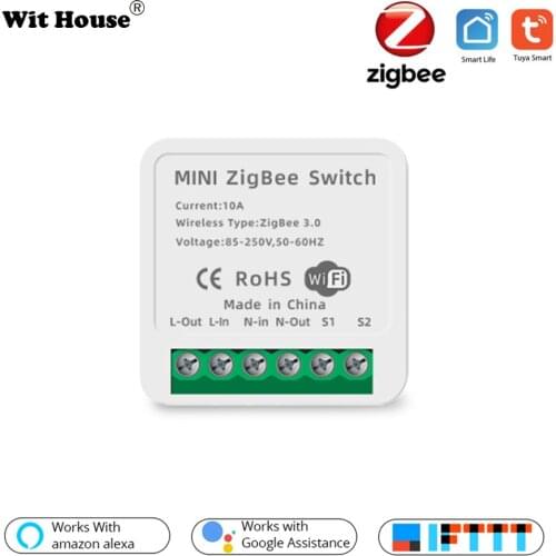 Tuya ZigBee 3.0 16A Mini Smart Wifi DIY Switch Supports 2 Way Control, Smart Home Automation Module,Works with Alexa Google