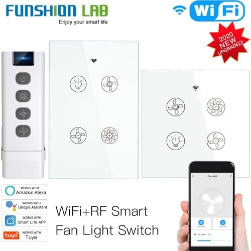 New WiFi RF Smart Ceiling Fan Light 2/3 Way Control Smart Life/Tuya APP RF Remote Speed Control Alexa Google Home Compatible