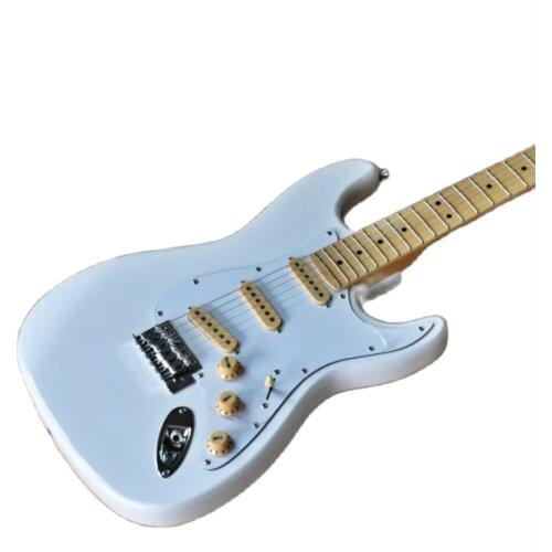 High quality FDST-1008 white color solid body with reverse neck white pick guard maple fretboard electric guitar