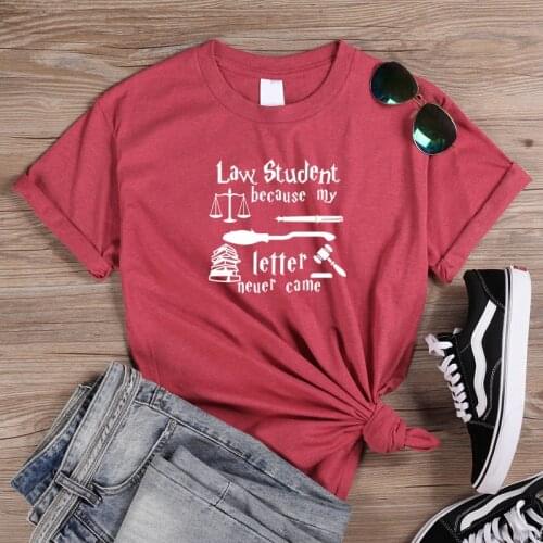 ONSEME Law Student Letter T Shirt Womens Aesthetics Potter Tees Harajuku Tops Female Casual Cotton T Shirts Halloween Tshirt