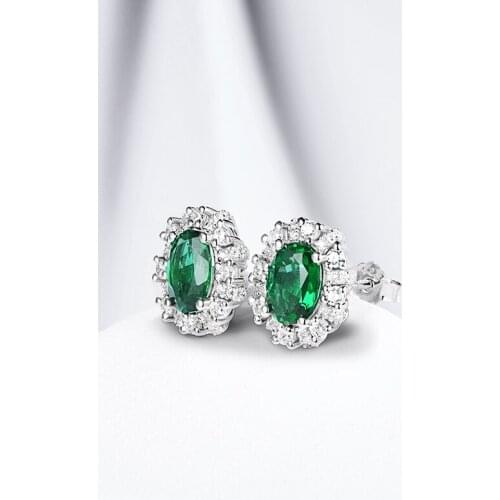 Luxury 925 Sterling Silver Cut Moissanite Emerald Gemstone Perfect Cut Stud Earrings Simplicity Lovely Fine Jewelry For Women