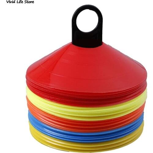 10pcs/set Soccer Training Sign Dish Pressure Resistant Cones Marker Discs Marker Bucket PVC Sports Accessories